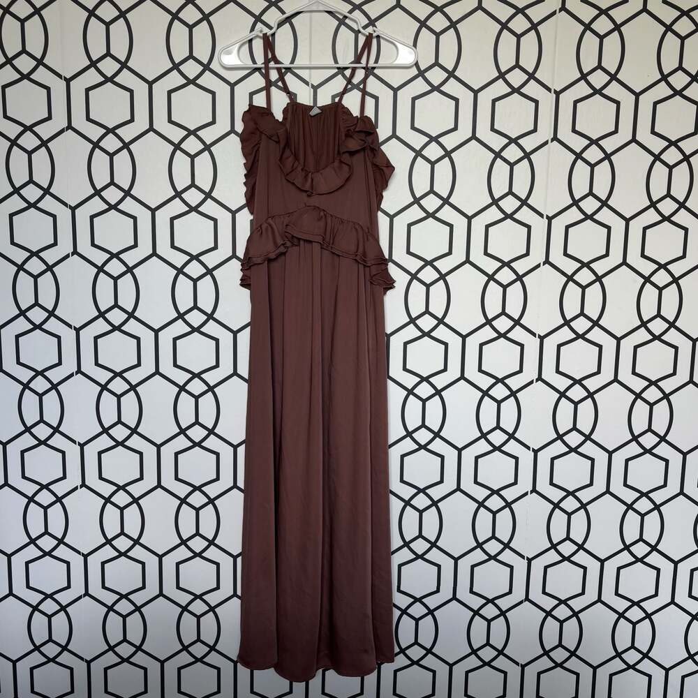 Old Navy Ruffle Spaghetti Strap Maxi Dress Brown Size L